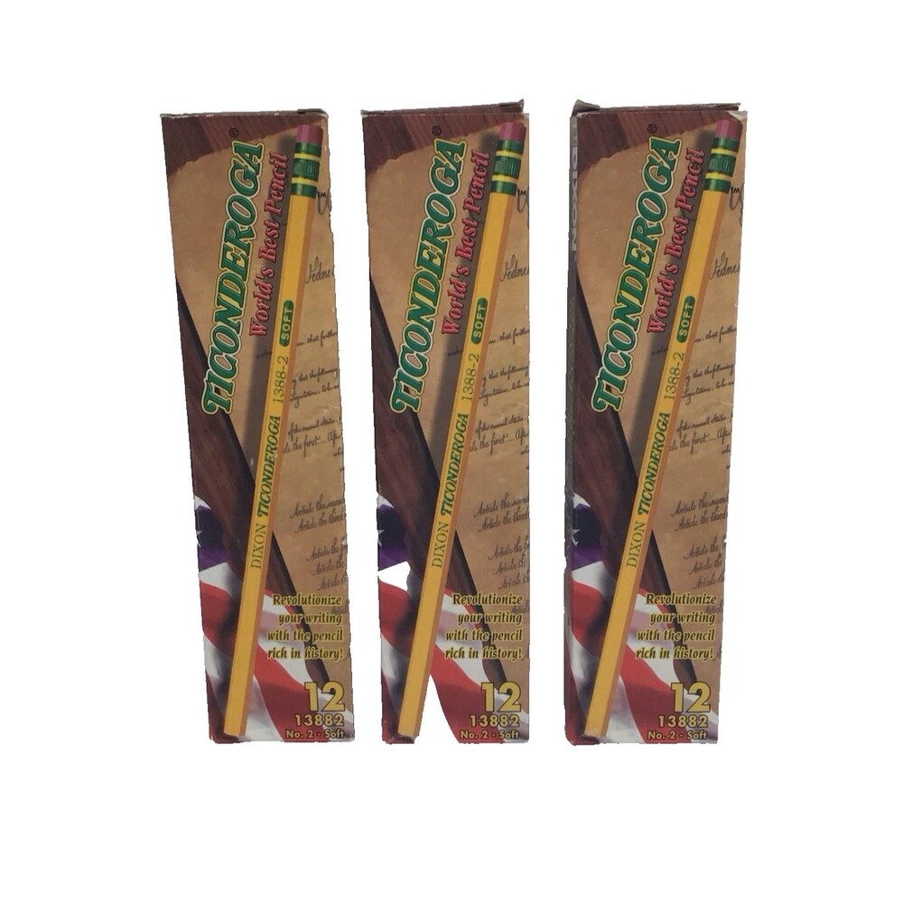 Dixon Ticonderoga No 2 Soft Pencils 13882 USA 3 Boxes 36 Count Vintage New